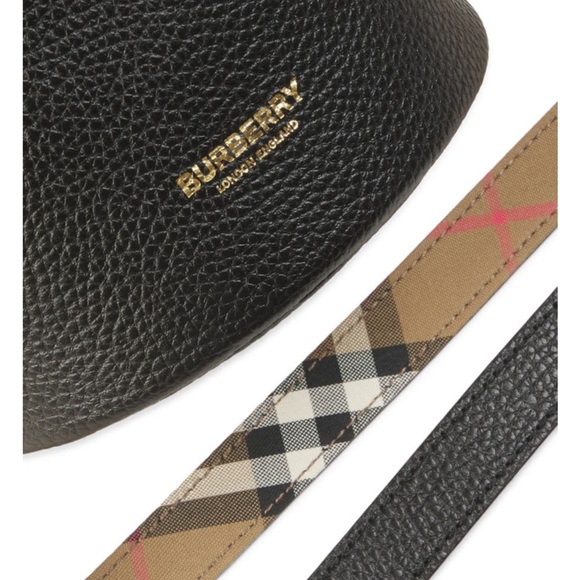 Burberry Black Bucket Shoulder Bag with Reversible Check Strap - Picture 5 of 7